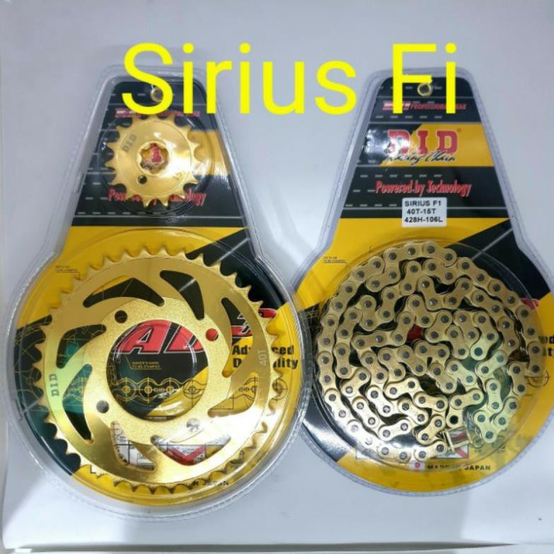 Bộ Nhông sên dĩa , xích vàng DID vỹ dành cho dòng xe  Sirius xăng cơ , sirius fi