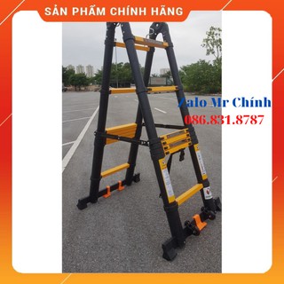 Thang nhôm rút. chữ a 2m2 + 2m2. duỗi thẳng 4m4. thang nhôm rút chữ a