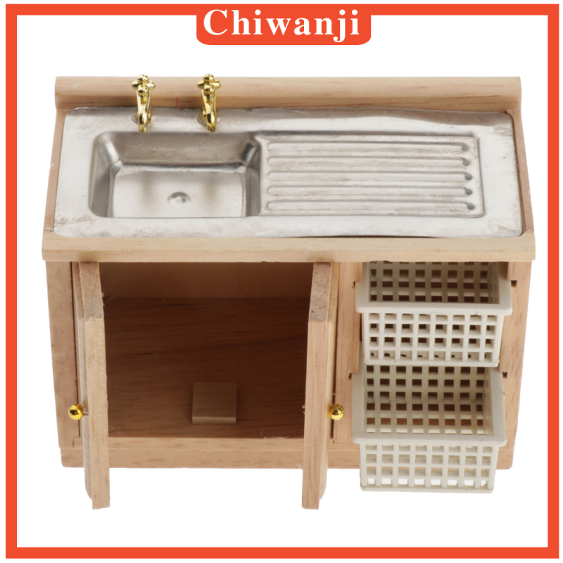 Mô Hình Tủ Chén / Tủ Chén Bằng Gỗ Tỉ Lệ 1: 12 Dùng Trang Trí Nhà Búp Bê