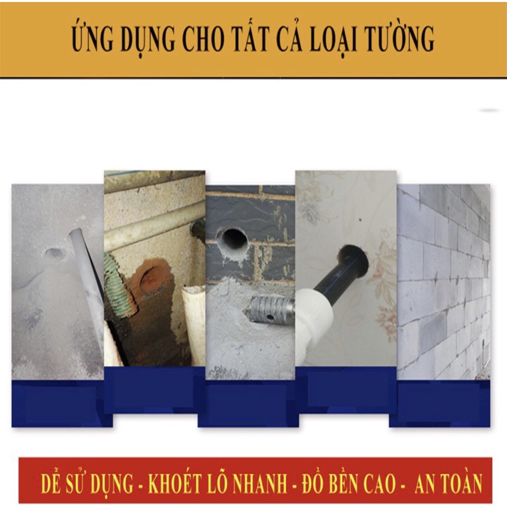 Mũi Khoan Rút Lõi Bê Tông Khoét Lỗ Tường Gạch Lắp Máy Điều Hòa Phi 30 35 40 45 50 55 60
