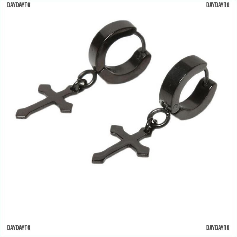 Set 1 / 2 Khuyên Tai Hình Thánh Giá Bằng Thép Titan