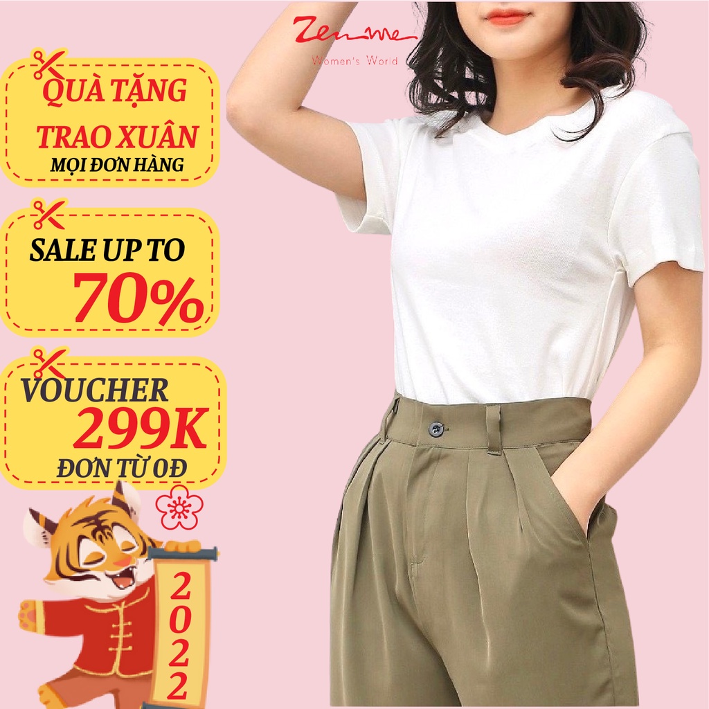 Áo thun nữ Zen Me chất cotton giấy form rộng màu trắng đơn giản thoải mái phối đồ