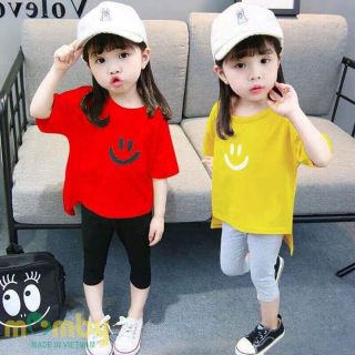 Bộ thun cottong mặt cười cho bé gái