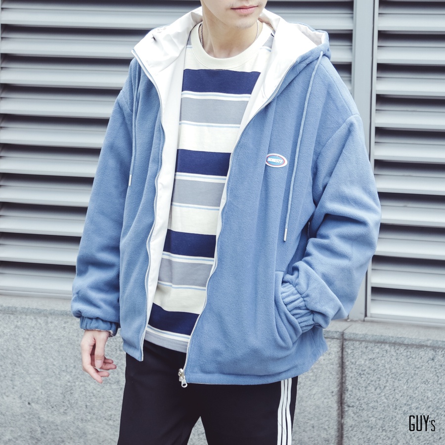 Áo khoác gió 2 mặt unisex GUY's Closet, áo khoác nỉ bông, Trẻ trung, Năng động, Nhiều màu