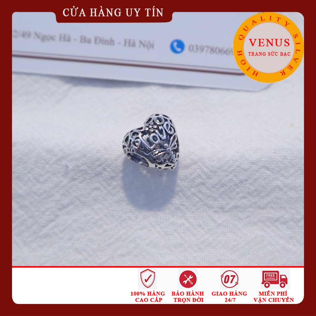 [Charm bạc 925 cao cấp] Charm bạc hình tim khắc con chuồn chuồn- Mã sản phẩm VENUSCCC