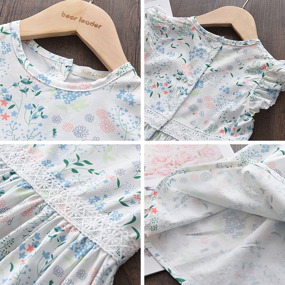 Đầm công chúa Bear Leader in họa tiết hoa từ cotton thời trang mùa hè cho bé gái 3-8 tuổi