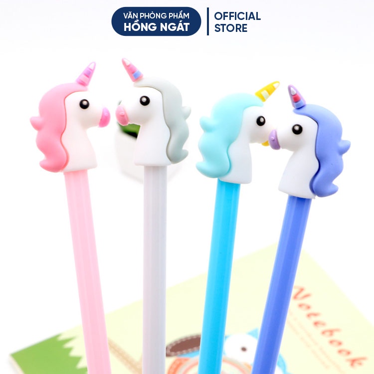 Bút bi cute hình kỳ lân, bút bi nước mực gel đen ngòi 0.5mm nhiều màu dễ thương đồ dùng học tập B05