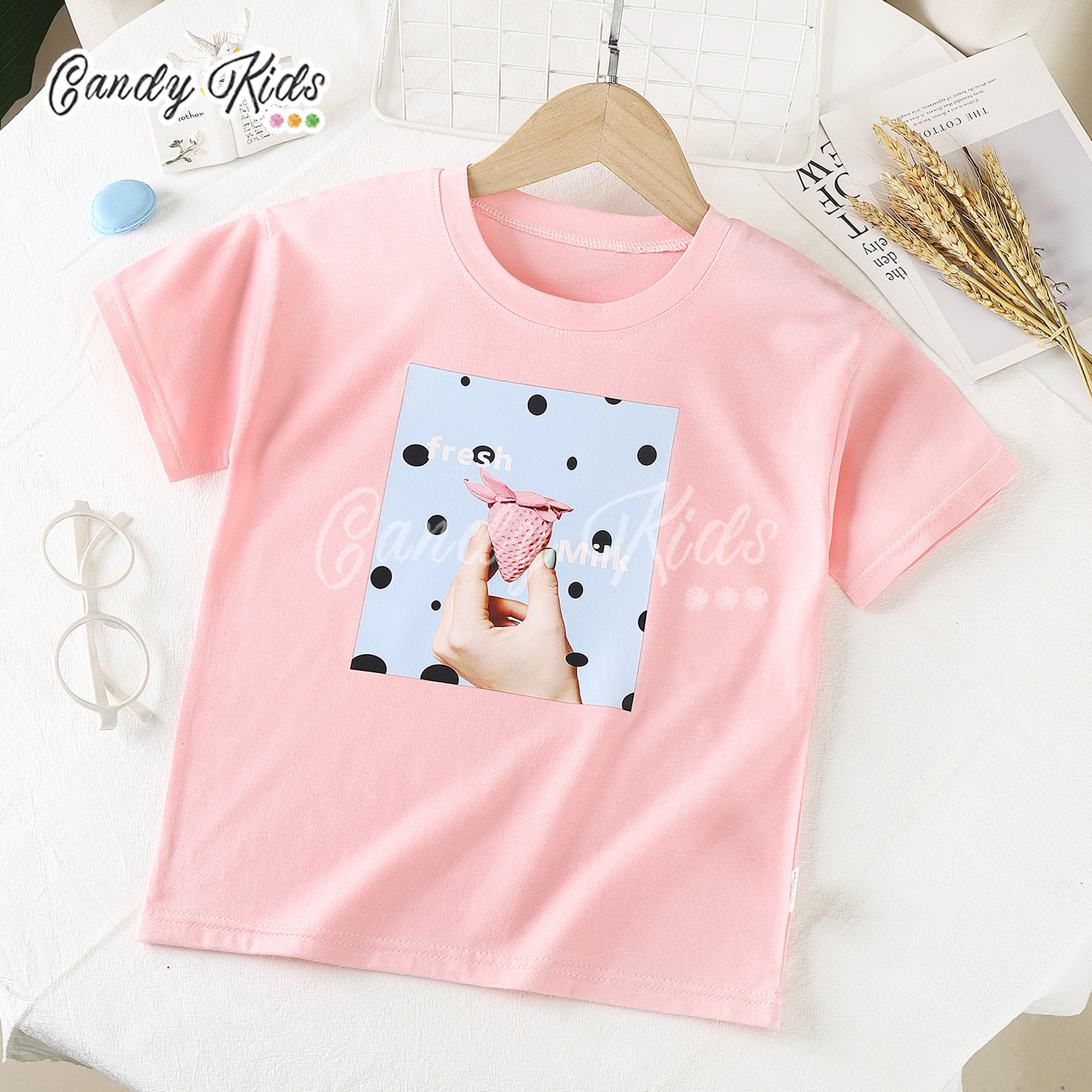 Áo Thun Ngắn Tay Chất Liệu Cotton In Hình Hoạt Hình Dễ Thương Dành Cho Trẻ Nhỏ 1-8 Tuổi