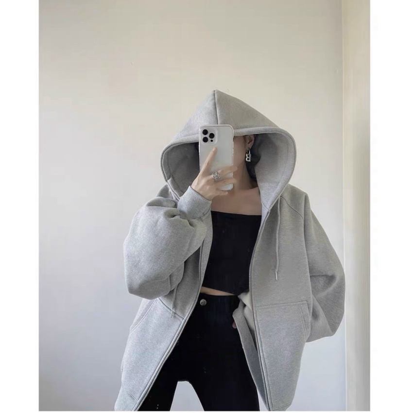 Áo khoác nỉ hoodie trơn Unisex - Tay Phồng dài form rộng có mũ dáng suông ulzzang nam nữ Ut [NewUnisex]