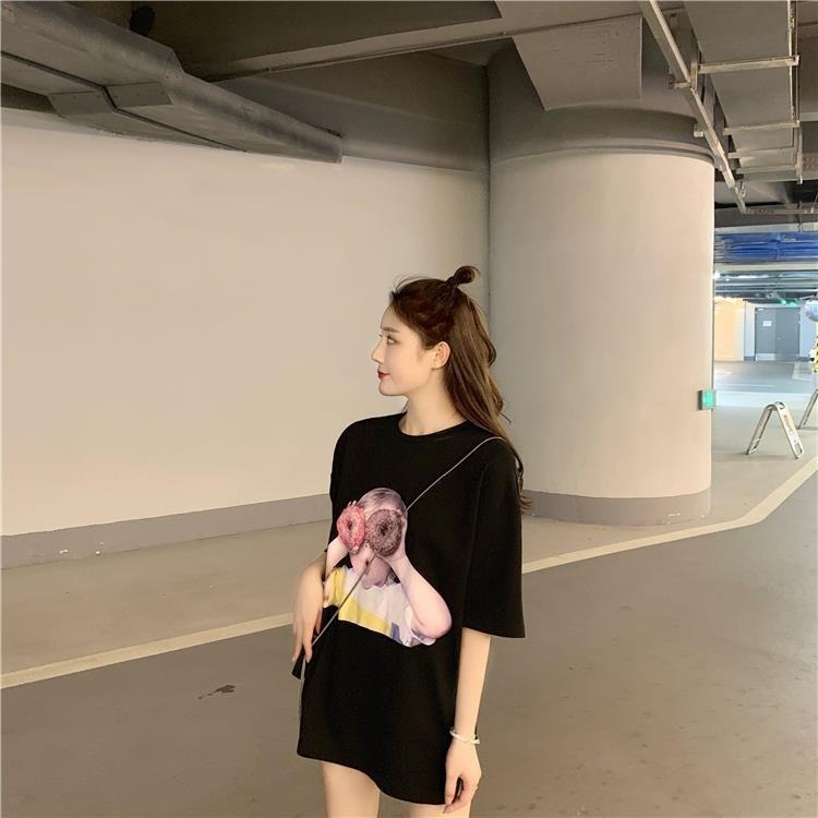 Áo Sơ Mi Tay Ngắn Dáng Rộng In Hình Bánh Donut Phong Cách Hàn Quốc Thời Trang Mùa Hè Cho Nữ