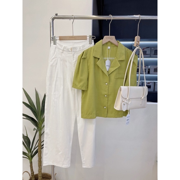 Áo sơ mi tay bồng cúc ngọc A67 | BigBuy360 - bigbuy360.vn