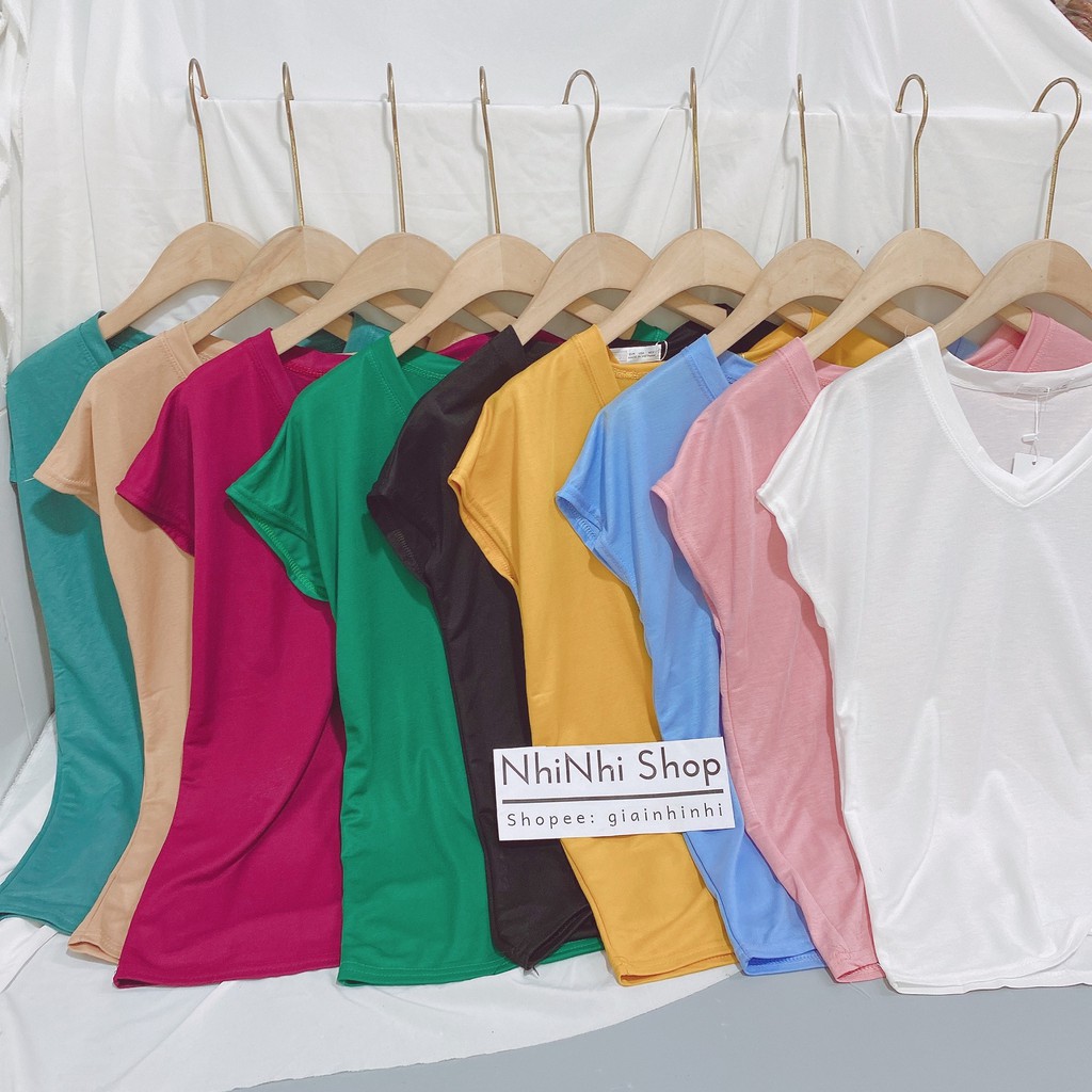 Áo thun giấy cổ tim vai hến, Áo phông sát nách cổ tim vải siêu mát CS3105 - NhiNhi Shop