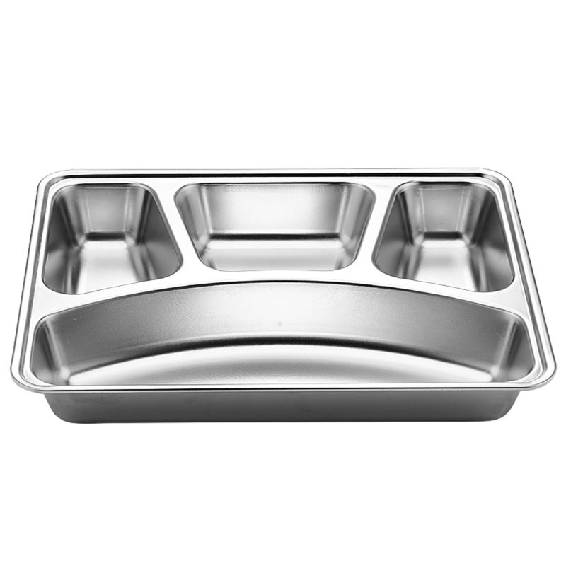 Khay đựng thức ăn chia ngăn 3/5/4 bằng thép không gỉ cho căng tin trường học