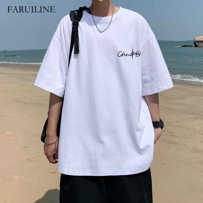 Áo Thun cotton Dáng Rộng Ngắn Tay Thời Trang Mùa Hè Dành Cho Nam FARUILINE KOR003