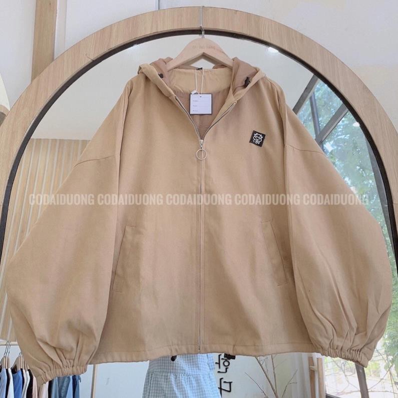 [BIG SALE] Áo Khoác Kaki Chun Tay Bồng Thêu Logo Bò Sữa Ulzzang Hot(Ảnh Thật)