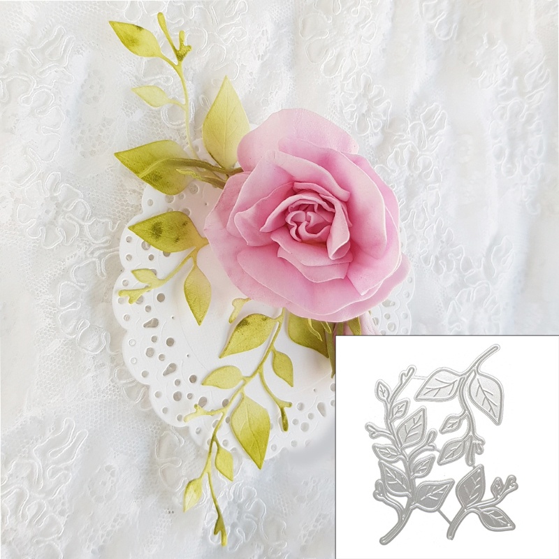 Khuôn thẻ cắt giấy bằng kim loại hình chiếc lá DIY