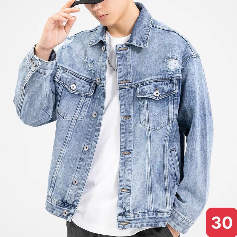 Áo khoác jean nam màu xám đậm rách chất bò cao cấp co dãn 4 chiều, áo khoác rin nam đẹp ADO12 Nhiêu Mẫu Mới