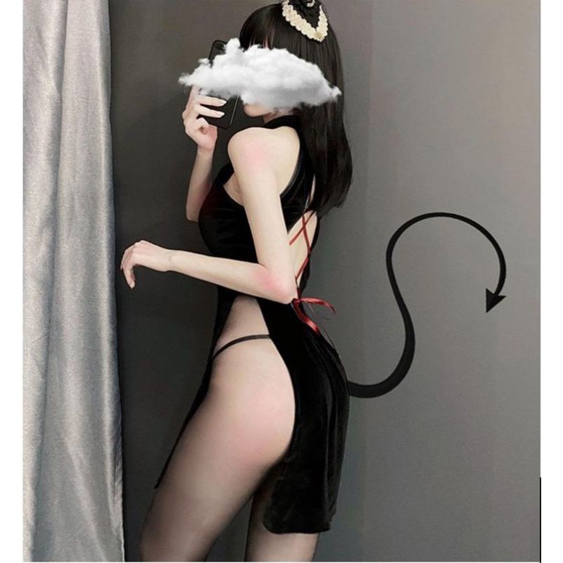 Đồ Ngủ Sexy Cosplay Sườn Xám Nút Đỏ Cô Gái Trung Hoa Quyến Rũ