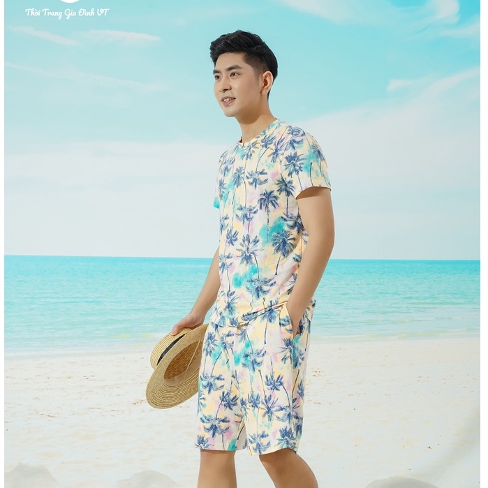 Bộ đồ đi biển quần đùi áo cộc tay nam chất cotton B43.2204 - Thời trang gia đình VT
