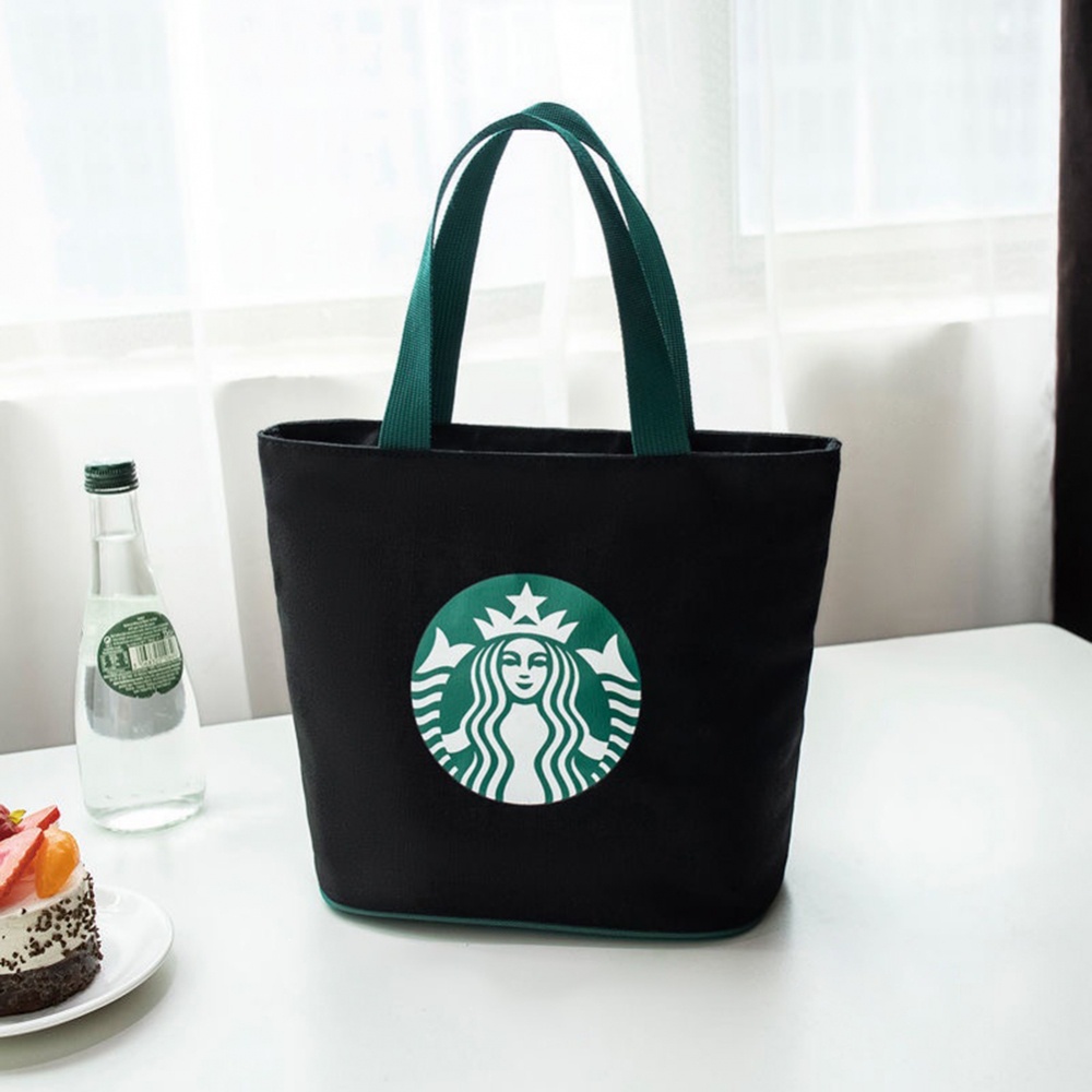 【DREAMLIFE】Starbucks Canvas Tote Zipper Mummy Bag Lunch Bag 100% brand new high quality