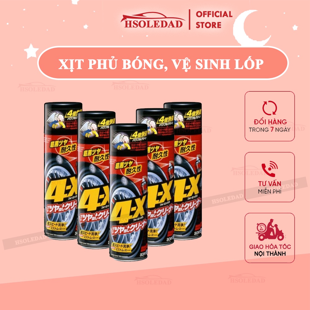 Chai xịt phủ bóng &amp; Vệ sinh lốp Xe 4-X TIRE CLEANER - SOFT99 (JAPAN)