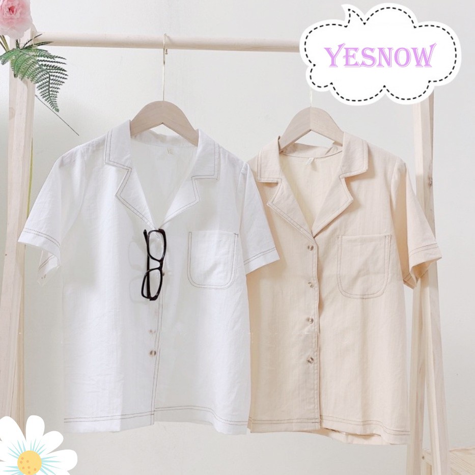 Áo sơ mi trắng đi học đi làm dài tay vải mịn mát mịn Yesnow | BigBuy360 - bigbuy360.vn