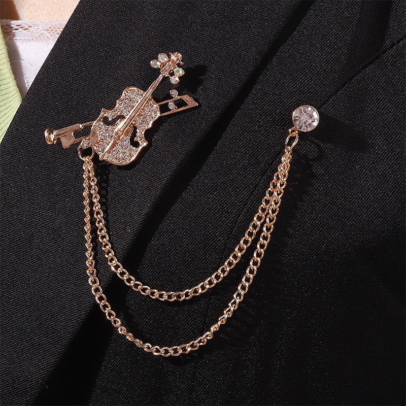 Ghim Cài Áo Hình Đàn Violin Phối Tua Rua Độc Đáo Thời Trang
