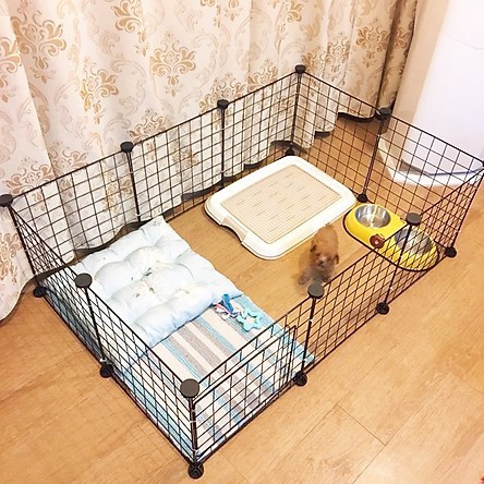 Tấm Lưới Ghép Chuồng 10 Tấm Tặng Kèm 20 Chốt, Chuồng 10 Tấm Cho Thú Cưng Chó Mèo