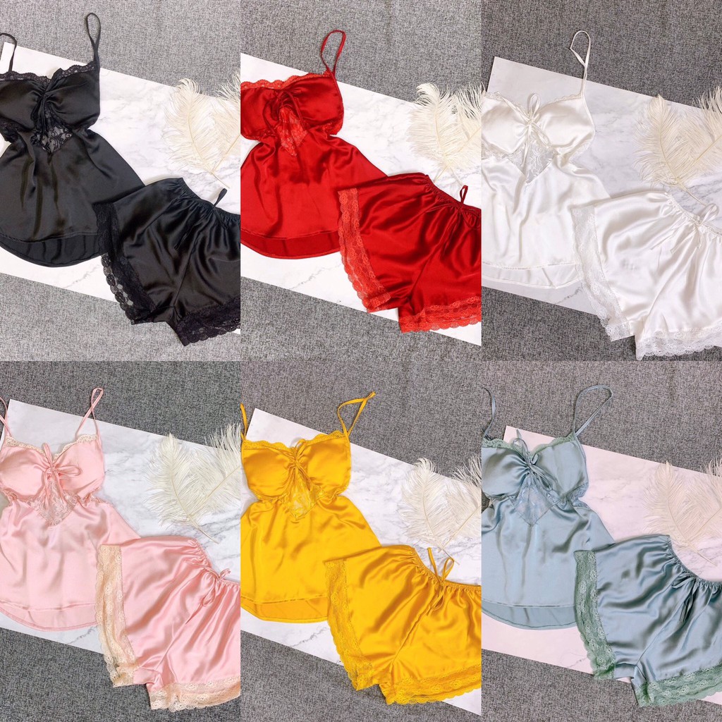 Đồ bộ mặc nhà❣️FREESHIP❣️Đồ ngủ sexy 2s ren bụng vải satin cao cấp hàng độc quyền❣️❣️ Freesize 40-60 kg