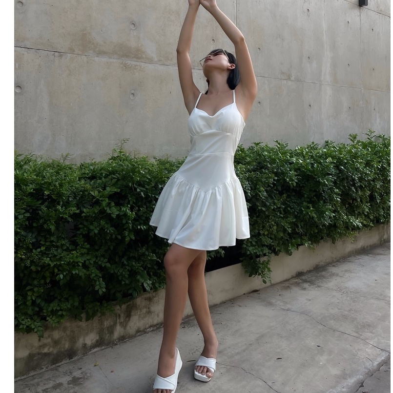 Đầm nữ gợi cảm tôn dáng hai dây lucie màu trắng
