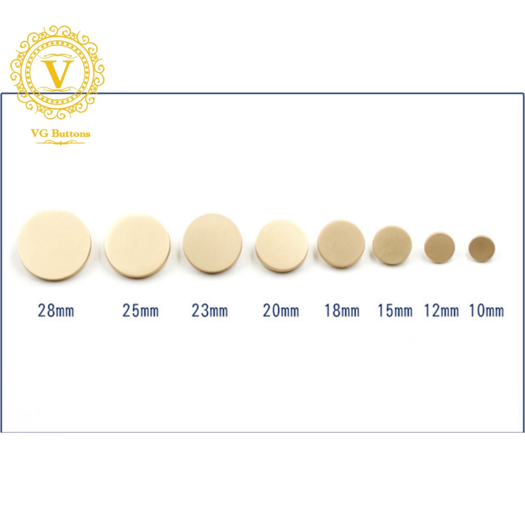 Vgbuttons Nút kim loại, khuy áo phẳng, mầu vàng / bạc / đen đủ size 15mm / 18mm / 20mm / 23mm / 25mm / 28mm