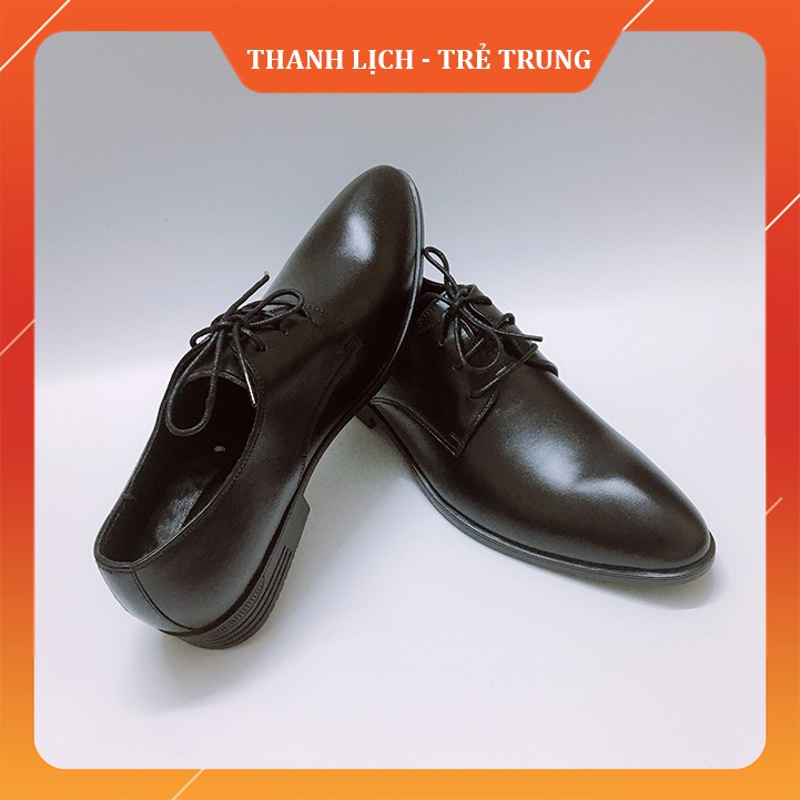 Giày tây nam công sở da bò cao cấp đế khâu LuxWear màu đen có quà tặng kèm hấp dẫn - GDB