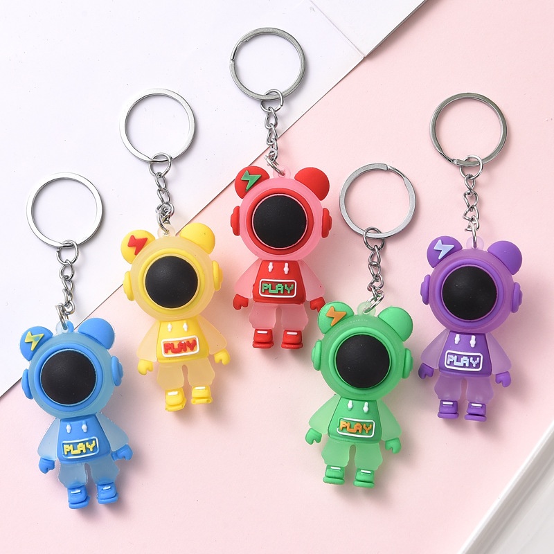 Móc đeo chìa khóa hình người đầu to nhiều màu cute