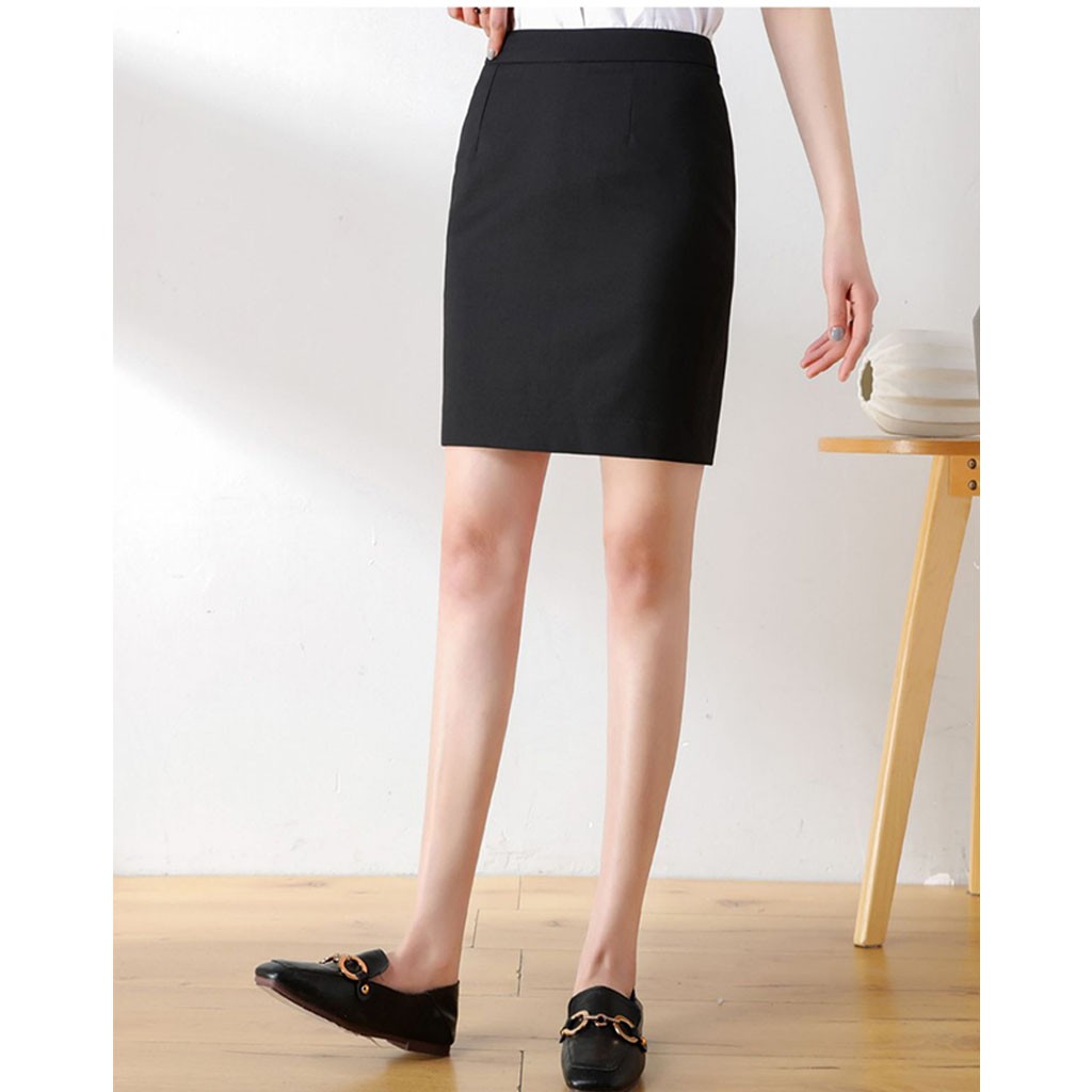 Chân váy ngắn công sở CERA-Y form ôm xẻ sau màu đen 48cm CR48V01