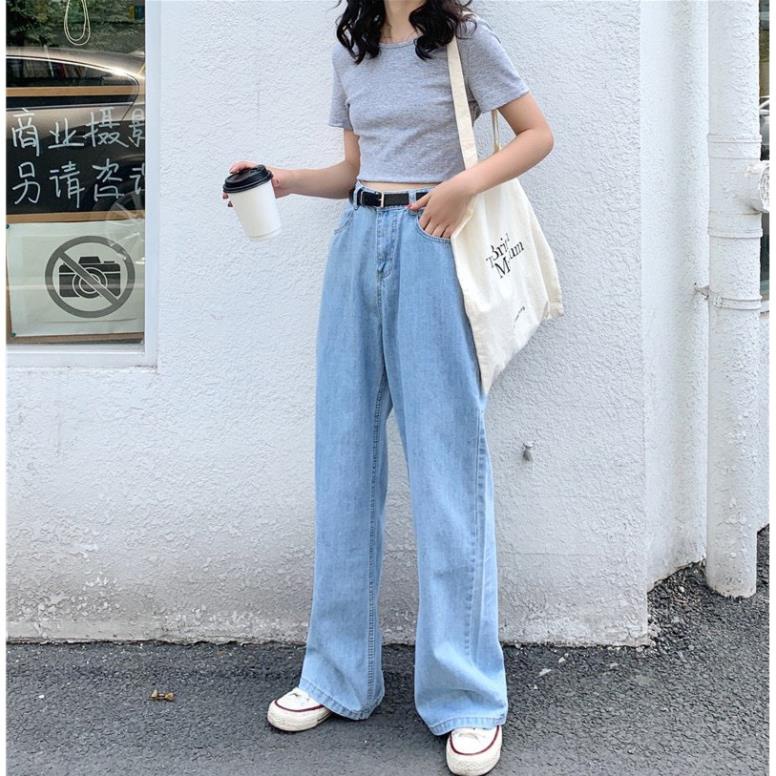 Quần Jeans Ống Rộng Xanh - Quần Ống Rộng Nữ Dáng Suông Ulzzang | BigBuy360 - bigbuy360.vn