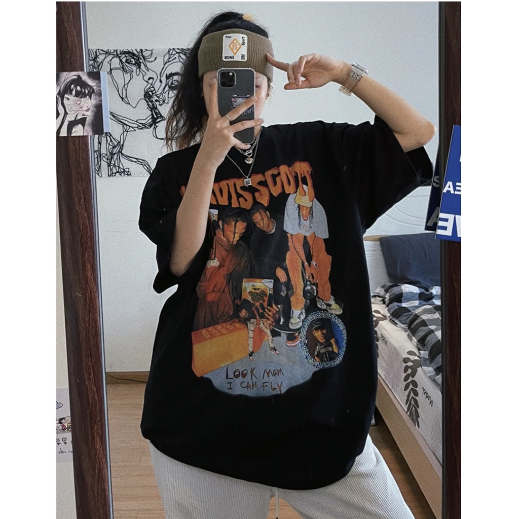 Áo Thun TRAVIS SCOTT Form Rộng Nam Nữ Unisex Phong Cách Đường Phố Nelly - Áo phông tay lỡ Ulzzang Leevin Store