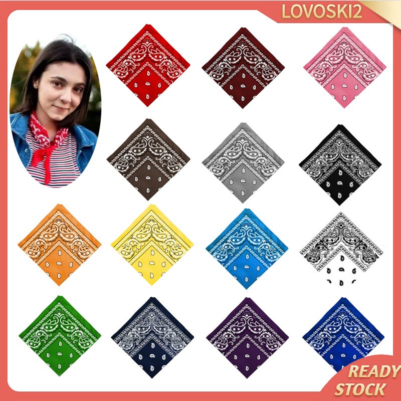 Cotton Paisley Cowboy Bandana Scarf Head Wrap Hair Band Handkerchief Red