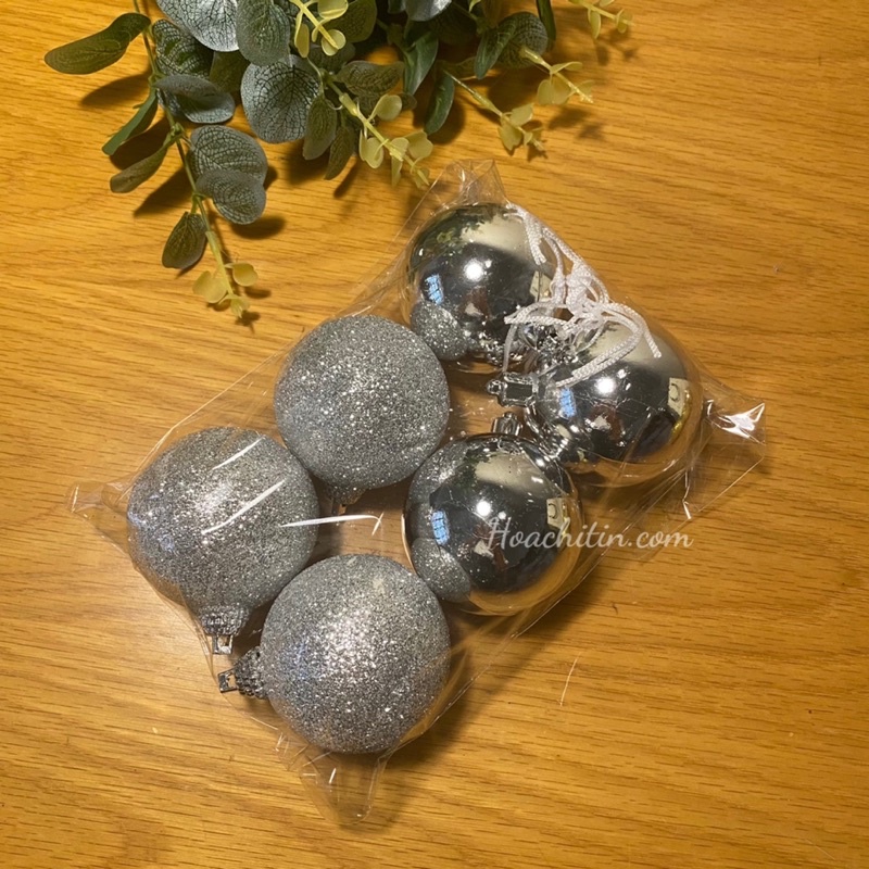 Combo 6 quả châu trang trí cây thông Noel phối kiểu 6cm