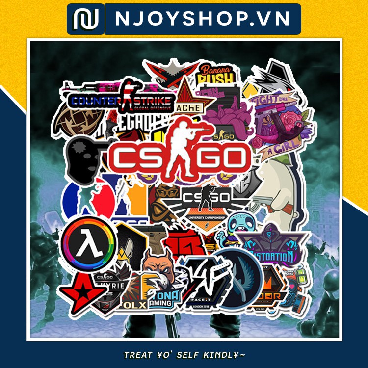 SET 50 MIẾNG STICKER CSGO COUNTER-STRIKE CHỐNG NƯỚC DÁN NÓN BẢO HIỂM, LAPTOP, VALI, TỦ, BÀN HỌC, XE MÁY