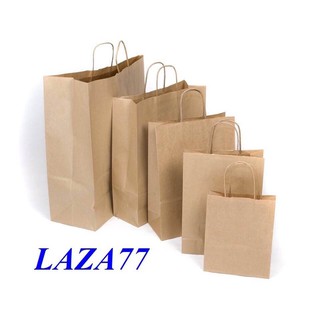 Combo 100 túi giấy có măng có quai đủ size đáy vuông