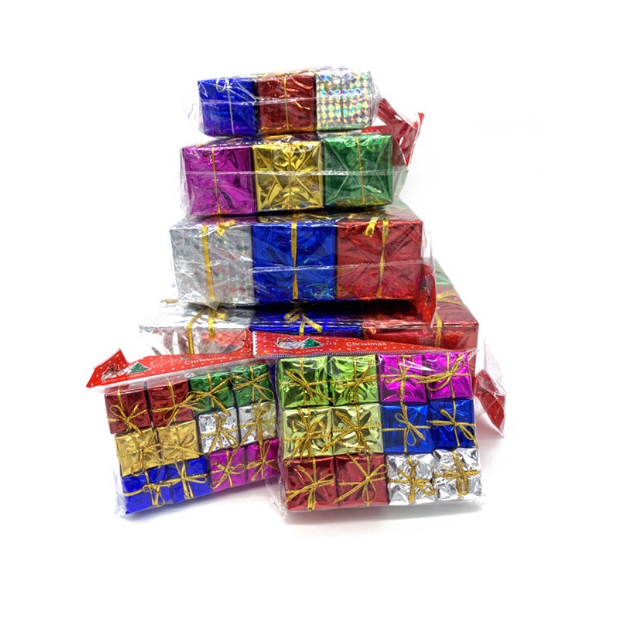 Set 12 hộp quà mini trang trí bánh sinh nhật, trang trí bánh kem, trang trí Noel