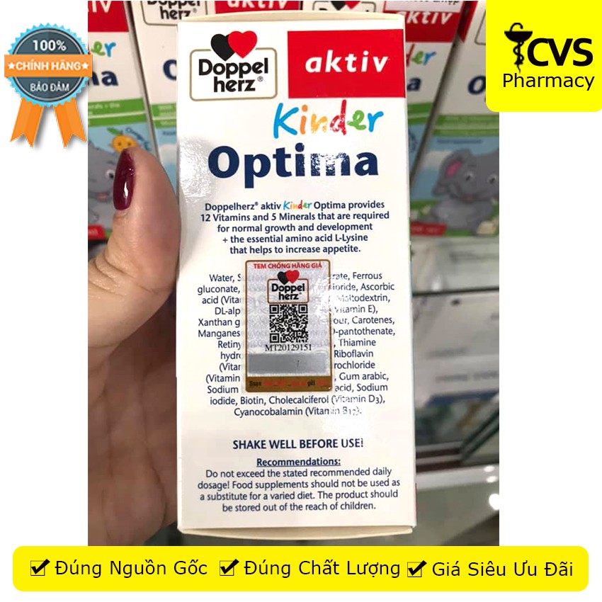 Siro Doppelherz Kinder Optima Vitamin tổng hợp cho trẻ biếng ăn, kém hấp thu - cvspharmacy