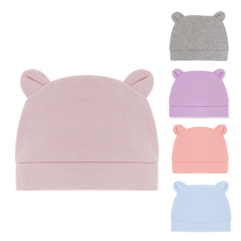 Mũ cho bé dưới 6 tháng tai gấu dễ thương cotton mềm mại
