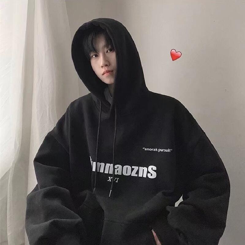 Áo hoodie dáng rộng in họa tiết chữ phong cách Nhật Bản thời trang cho nam và nữ cỡ M-5XL