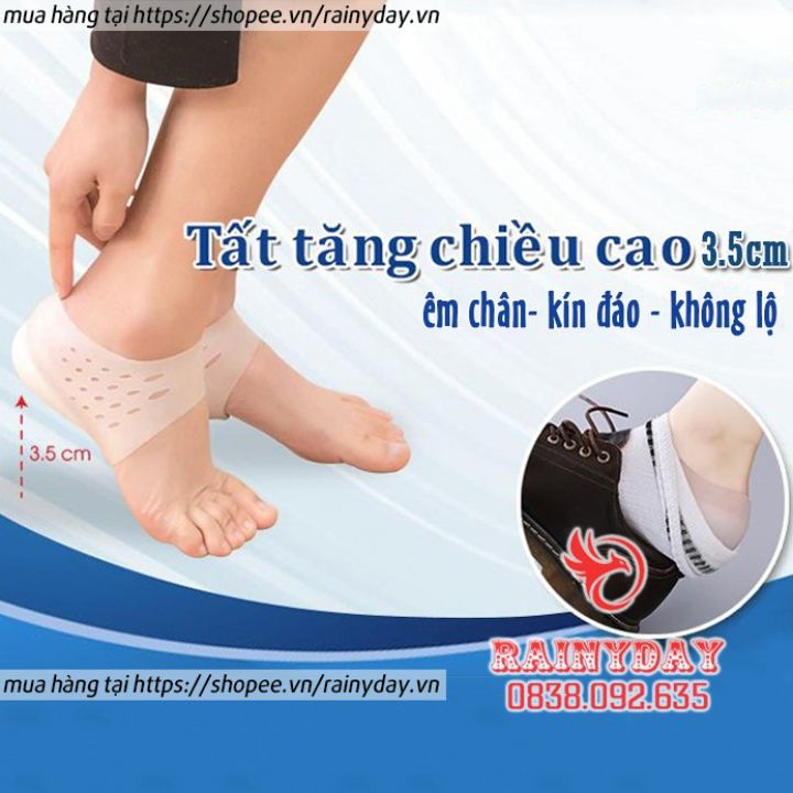 Tất tăng chiều cao miếng vớ độn lót tăng chiều cao silicon độn giày cho nam nữ