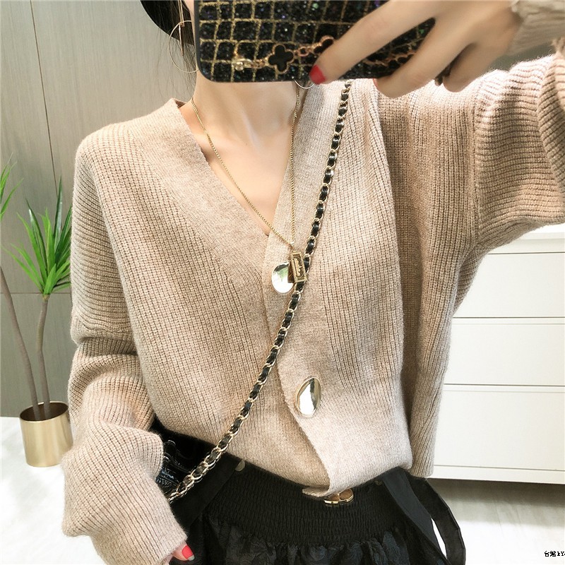 Áo Khoác Cardigan Len Mỏng Tay Dài Dáng Rộng Phong Cách Retro Cho Nữ 21-20