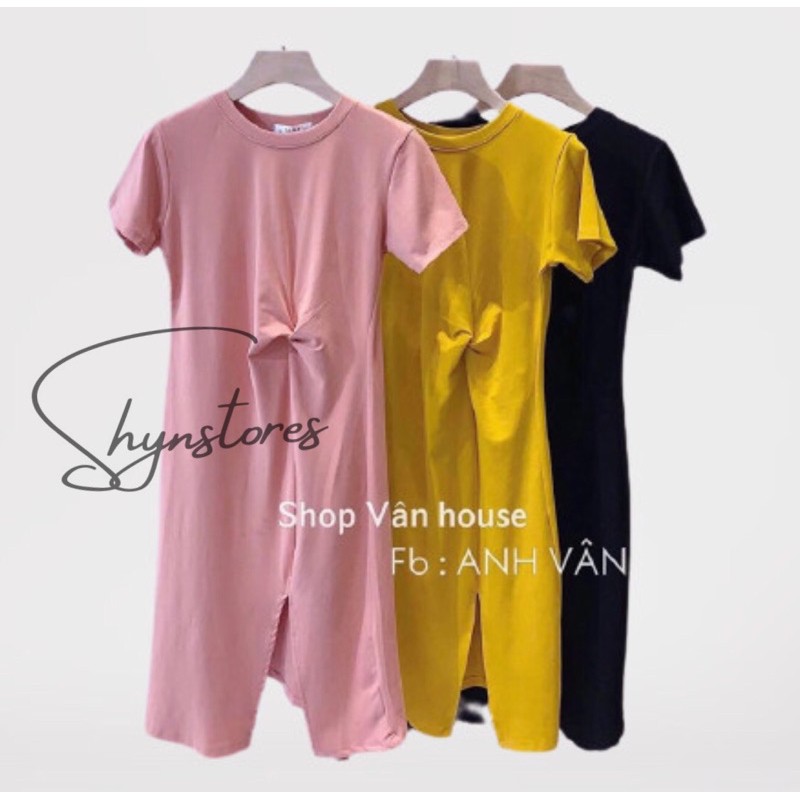 Đầm suông nữ Shynstores - váy xuông cotton xoắn eo cổ tròn vải đẹp form rộng freeship