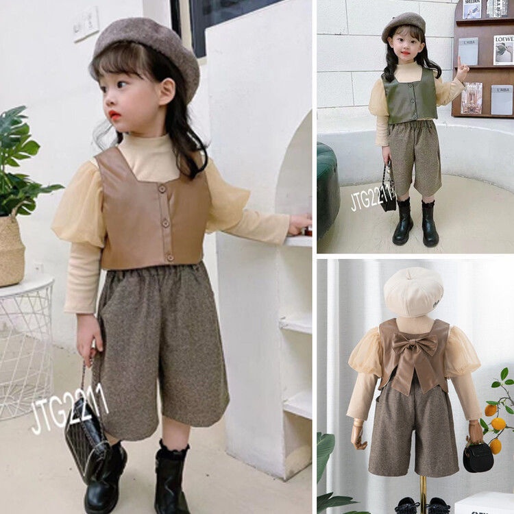 Set Đồ Thời Trang Xuân Thu 2022 Phong Cách Hàn Quốc Cho Bé Gái