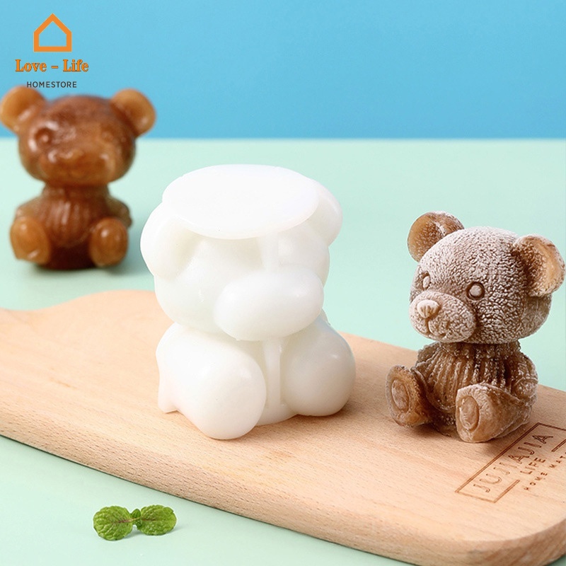 Khuôn Làm Đá/Chocolate Hình Chú Gấu Nhỏ 3D Bằng Silicone