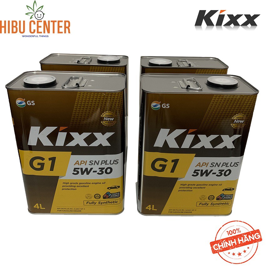 [Cao Cấp] Thùng Dầu Nhớt Tổng Hợp Toàn Phần KIXX G1 API SN PLUS 5W-30 4L x 4 Can Thiếc Cho Động Cơ Chạy Xăng CHÍNH HÃNG